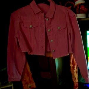 NWOT dark pink denim jacket